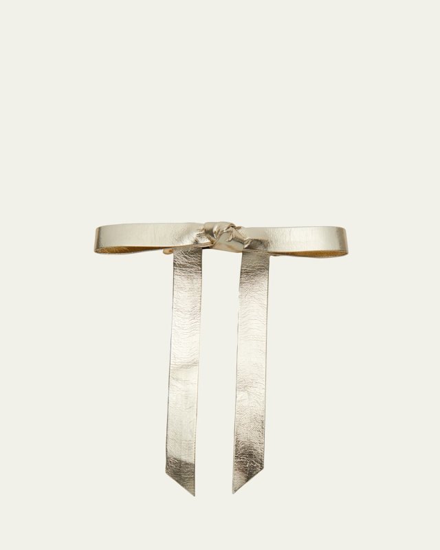 Bardot Bow Metallic Faux Leather Barrette